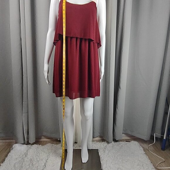 Newbury Kustom Burgundy Gameday Lined Dress With White Lace Straps Size Small - Picture 5 of 9